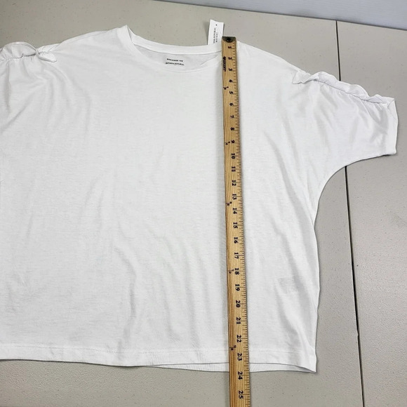 BANANA REPUBLIC Factory Sz XS White Designer's Tee Ruffle Sleeve Detail NEW - Picture 9 of 10
